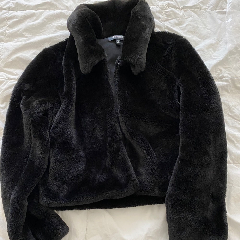 Black Faux fur coat